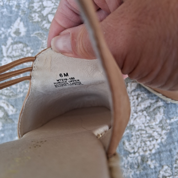 🪷 David Tate "NELLY" Tan Leather Espadrille Slingback Wedge Shoes Sz.6 - Picture 13 of 15